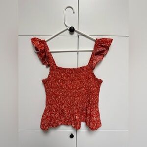Madewell Lucie Smocked Peplum Top in Piazza Floral. Size 14.